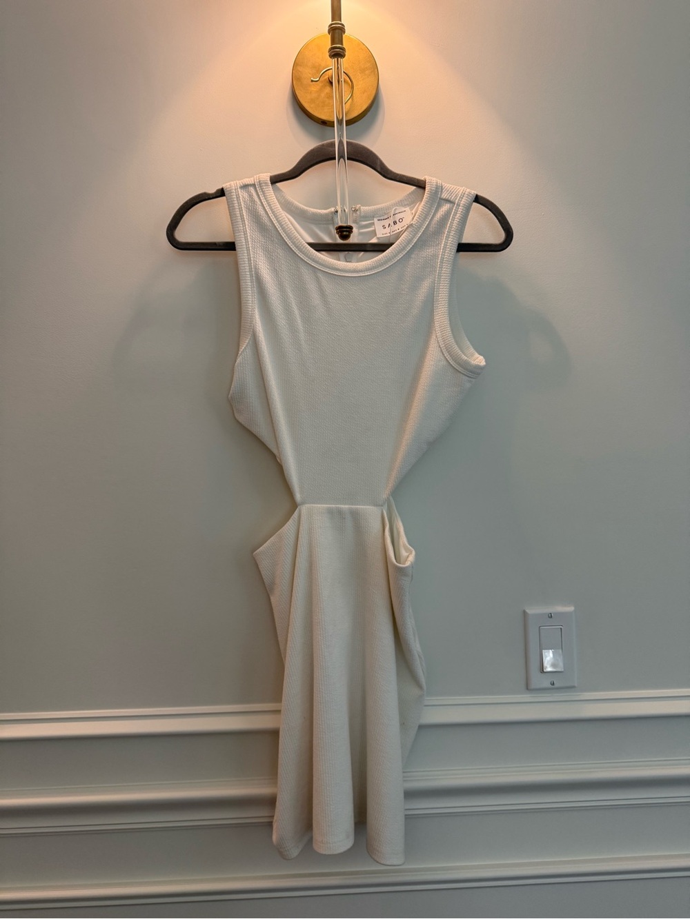 SaboSkirt Ivory Sleeveless Mini Dress with cutouts
